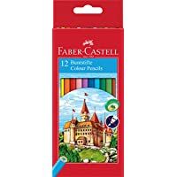 Faber-Castell 120112 - Estuche cartón con 12 lápices hexagonales multicolor- lápices escolares de colores